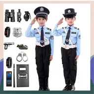 baju polis kanak kanak uniform polis kanak kanak Pakaian Tentera Polis Polis Saman Lelaki dan Perempuan Mainan Seragam Polis Kecil Liuyi Bermain Sheriff Pakaian Kanak-Kanak