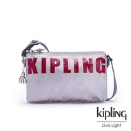 【KIPLING】潮流刷字粉霧紫三夾層配件包-CREATIVITY XB
