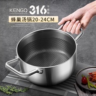 Kengq Thickened Commercial 316 Stainless Steel Soup Pot Small Hot Pot Non-Stick Pot for One Person Household Steaming and Boiling Dual-Purpose Pot Steamer