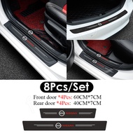 1Set 8Pcs Serat Karbon Ambang Pintu Kereta Jalur Anti Calar Bumper untuk Nissan Serena C27 Sentra N16 Grand livina Almera Jejak Serena C27 Navara Np300 Sentra N16 Navara D40 dan Lain-kereta Depan Belakang Belakang Ambang Pintu Pelindung Pelekat