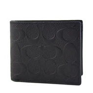 COACH 男款 質感浮雕LOGO零錢袋短夾-黑色