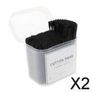 [perfeclan5] 2X 200x Dual Head Cotton Buds Swab Tip Sticks Wooden Makeup Applicator Black
