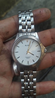 jam tangan alba quartz white dial second bekas original