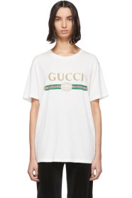 GUCCI白色 Vintage 徽标 T 恤