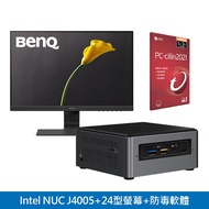 【組合商品】Intel NUC J4005 迷你電腦[4G/WIN10]+BenQ 24型螢幕+防毒軟體