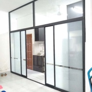 Kim fatt Dry kitchen , wet kitchen, aluminium sliding door, pintu kaca gelangsar