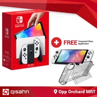Nintendo Switch OLED Console White/Neon (1 Year Warranty) with FREE Case + Screen Protector