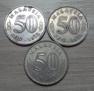 uang koin Error 50 Sen Malaysia 1973