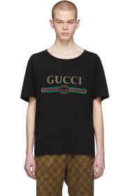 GUCCI黑色徽标 T 恤