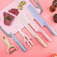PROMO TERMURAH!!! Pisau Dapur Set isi 6pcs Colorful Stainless Steel EAEAABCH-Kitchen Knife Set Multicolor