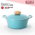 韓國NEOFLAM Retro系列 22cm陶瓷不沾湯鍋+陶瓷塗層鍋蓋-薄荷色 EK-RD-C22(藍色公主鍋)