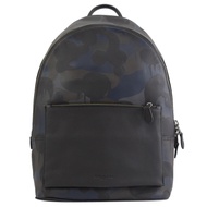 COACH 烙印LOGO迷彩圖樣牛皮雙肩後背包(灰藍)