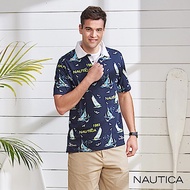 Nautica 海洋圖騰短袖POLO衫-深藍