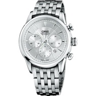 【ORIS 豪利時】Artelier 復刻三眼計時機械腕錶-銀/44mm(0167676034051-0782273)