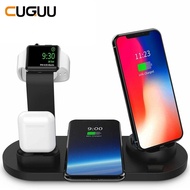 Qi ที่ชาร์จแบบไร้สาย4 In 1แท่นชาร์จนาฬิกาเหมาะสำหรับ Iphone แท่นชาร์จ USB แท่นชาร์จแบบเร็วสำหรับ Iphone 11 12 Pro