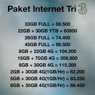 Paket Internet Tri 3 Three 33GB 52GB 45GB 26GB 22GB 85GB 38GB 117GB 150GB 32GB 35GB 30GB 24GB Kuota Data Home Mix Murah