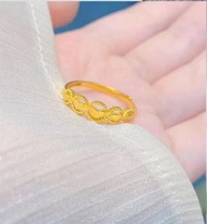 Cincin Cinta Emas Hong Kong Fashion Emas Murni Cincin 24K Wanita Hadiah Ibu Pacar 999 Emas Asli Perhiasan 999 Cincin Dapat Disesuaikan