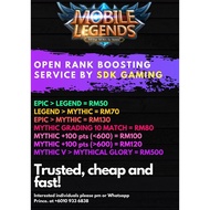 console MOBILE LEGENDS RANK BOOSTING SERVICE   JASA JOKI RANK ML   SDK Gaming   TRUSTED CHEAP   FAST