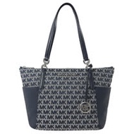 MICHAEL KORS BEDFORD 皮革拼接雙口袋肩背包.海軍藍