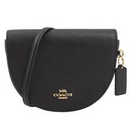 COACH 專櫃商品 C1432 馬車LOGO荔枝牛皮斜背半月包.黑