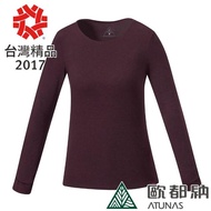 【ATUNAS 歐都納】熱流感圓領女保暖衣(A-U1613W酒紅/發熱衣/抑菌/抗臭/吸濕/乾爽/彈性服貼/親膚)