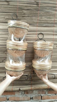 Rak Bumbu Besek 3 susun dan 2 susun bahan bambu kerangka Besi bentuk oval Tempat bumbu dapur serbaguna anyaman bambu rak bumbu dapur tempat serbaguna rak antik rak unik keranjang minimalis keranjang susun rak susun tempat bawang wadah bumbu dapur