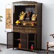 Solid wood Buddhist altar cabinet for table for table modern Chinese-style Buddhist altar shrine Guanyin Bodhisattva home with door god altar Buddha cabinet