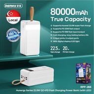 Remax Powerbank 22.5W 80000mAh(PD20W) 60000mAh 50000mAh 30000mAh 20000mAh 10000mAh Fast Charger Hight Capicity
