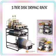 3 Tier Dish Drainer, Dish Drainer Stainless Steel, Removable Dish Rack Sink Dish Dryer for Kitchen Counter
