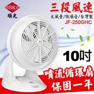 《附發票》順光 10吋噴流循環扇 夢幻白 JF-250GHC 三段風量 風扇 立扇 節能風球機 雙面扇/立扇/電扇
