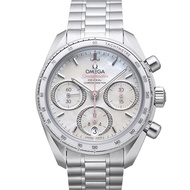 OMEGA 歐米茄 超霸白珍珠貝母計時鍊帶款x粉紅秒針x38mm