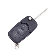 用於奧迪TT A4 A6 A8 Quattro 97-05 3按鈕折疊式汽車鑰匙翻轉盒 改裝鑰匙殼 未切割刀片 汽車配件