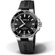 【ORIS 豪利時】Aquis時間之海300米潛水錶(0173377324134-0742164FC 黑x橡膠)