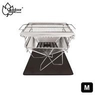 【Outdoorbase】焰舞豪華版焚火台-M號 三段可調整烤網高度(全304不鏽鋼烤肉架)