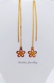 Merdeka 916 Gold Long Tassel Earrings / Subang Jatuh Jarum Panjang Emas 916 (ERJ000001)