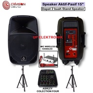 Speaker aktif pasif 15 inch Crimson dan Paket Mixer Ashley