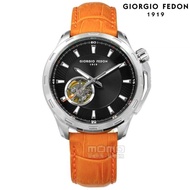 【GIORGIO FEDON 1919】自動兼手動上鍊 精工機芯 機械錶 真皮手錶 黑x橘 42mm(GFCG001)