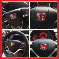 Steering Emblem Honda Civic FC FD FB Accord Jazz City CRV HRV Stream Type-R Car Emblem Logo Red+Chrome/Black+Chrome