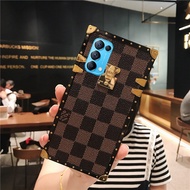 Casing Ponsel Kisi Persegi Retro, Pelindung Hp Keras Anti Jatuh Modis untuk OPPO Reno5 Reno5 Pro Reno5 Pro Plus Reno6 5G Reno6 Pro 5G