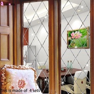 3D Acrylic Rhombus Mirror Wall Sticker Combination Splicing Living Room TV Background Wall Decorative Wallpaper Bedroom Decor