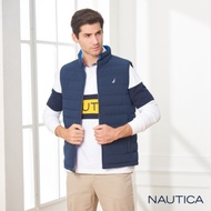 Nautica雙面穿素面壓紋科技羽絨恆溫背心-藍色