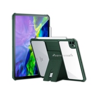 XUNDD 軍事氣囊 2020 iPad Pro 12.9吋 隱形支架殼 平板防摔保護套(暗夜綠)