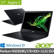 【Acer 宏碁】特仕版 A317-32-P3XN 黑 17.3吋超值筆電(N5030/4G/1TB HDD/+4G記憶體+512G SSD 含安裝)
