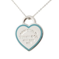 Tiffany Return to Tiffany™ 純銀心形藍色琺瑯飾面二段式項鍊(16吋 銀色)