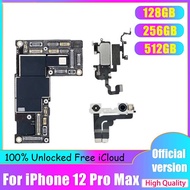 บอร์ดลอจิกสำหรับ iPhone 12 PRO MAX,เมนบอร์ดปลดล็อคสำหรับ iPhone 12 PRO MAX 128GB 256G 512G เมนบอร์ดรองรับ LTE 5G พร้อมชิป