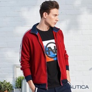 【NAUTICA】立領撞色織帶休閒保暖外套(紅色)