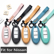 Leather Car Key Case remote keyfob keychain keyring key holder For Nissan terra almera navara sentra accessories