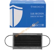 Medicos black 4 ply surgical mask 10 or 50 pcs