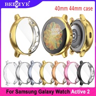 ดูกรณี Protective case For Samsung galaxy watch active 2 ฝาครอบป้องกันหน้าจอ 44mm 40mm กรณี Silicone HD Full Screen Protection Cover Cases Bumper Soft TPU Plating Shell Accessories