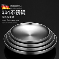 熱銷新品 優質 德國CUGF 雙層隔熱304不銹鋼盤子圓盤菜盤加厚剁椒魚頭專用盤子碟